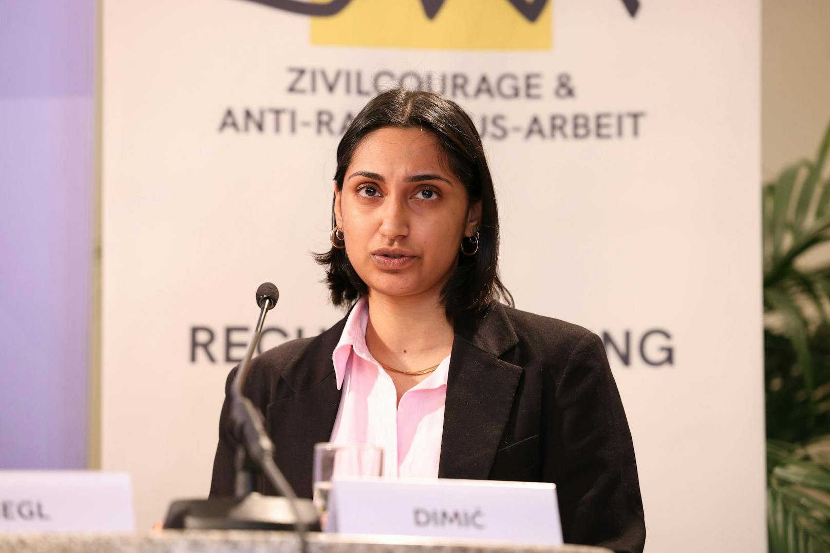Saska Dimic von der Hoch Hochschüler*innenschaft Österreichischer Roma und Romnja weist auf die Diskriminierung von Bevölkerungsgruppen hin.