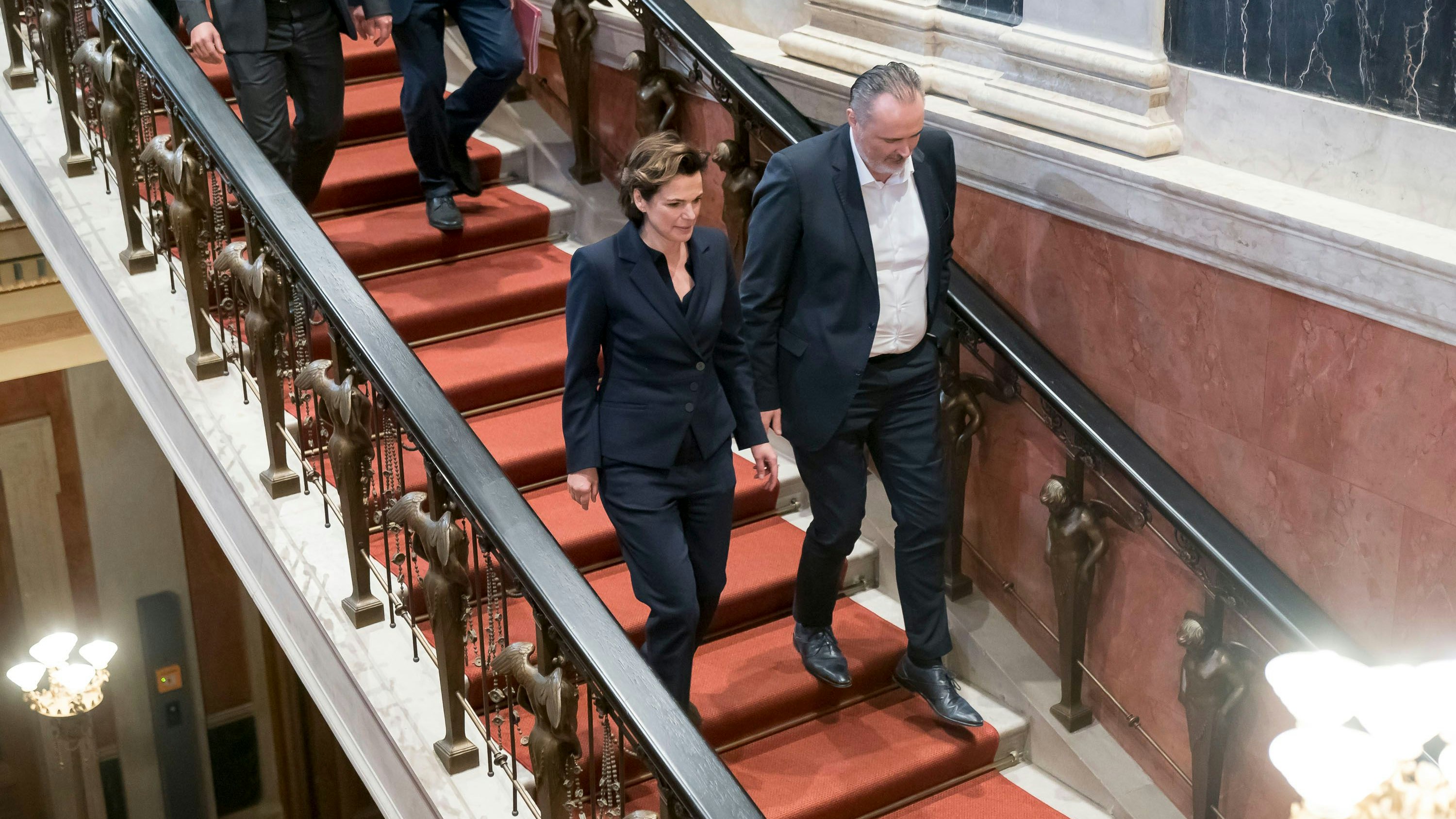 Pamela Rendi-Wagner und Hans Peter Doskozil nach dem Parteivorstand