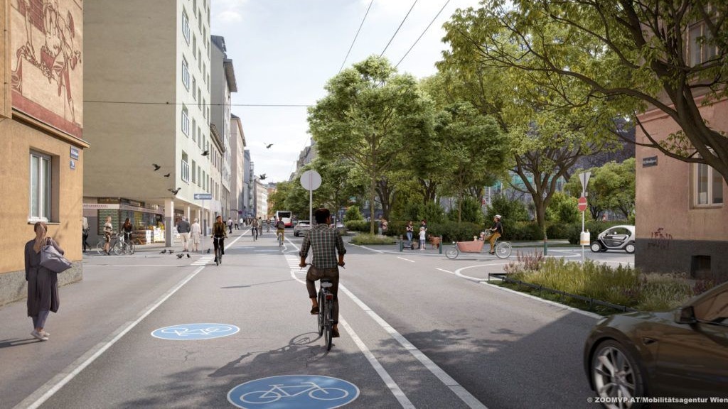 Fahrradweg in der Herndlgasse.