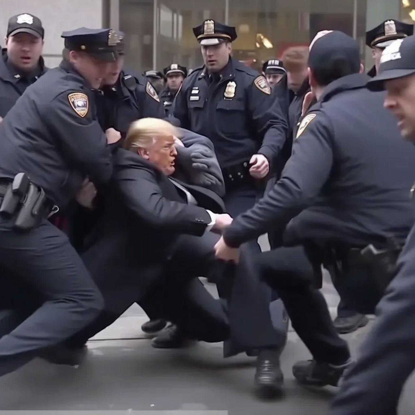 Donald Trump kündigte am vergangenen Wochenende seine eigene Verhaftung an – Anfang der Woche gingen diese Bilder viral. 