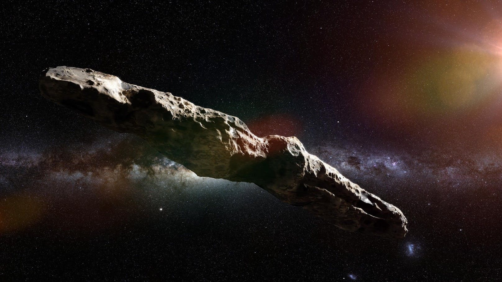 ‘Oumuamua ist nur etwa 115 Meter lang und hat die Form einer Zigarre.