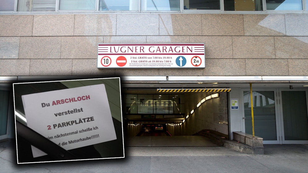 Ein Kunde der Lugner City war mit dem Parkmanöver eines Autofahrers gar nicht zufrieden.