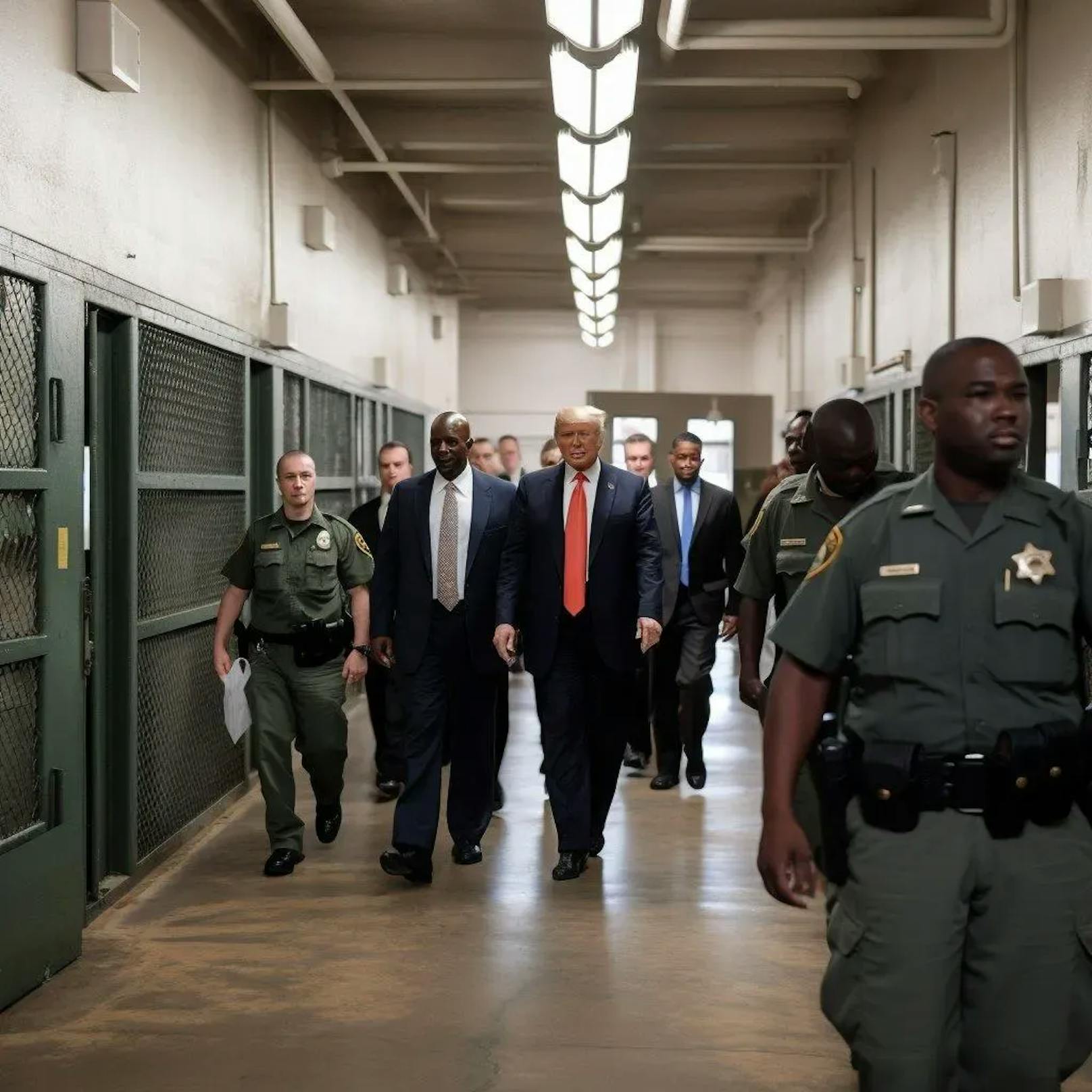 Auch dieses Bild, das Trump scheinbar beim Eintritt ins Gefängnis zeigt, ging viral. 
