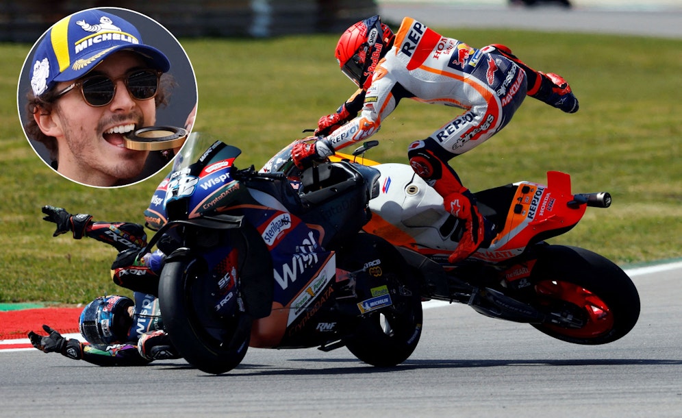 Bagnaia (l.) siegt, Oliveira und Marquez (r.) crashen schwer