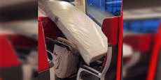 Frau nimmt Kinderwagerl und Matratze mit in S-Bahn