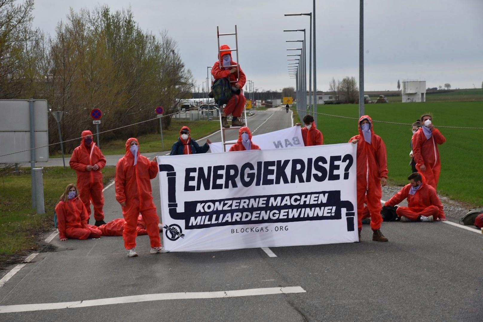 Die Klima-Aktivisten demonstrieren gegen die Gaskonferenz in Wien.