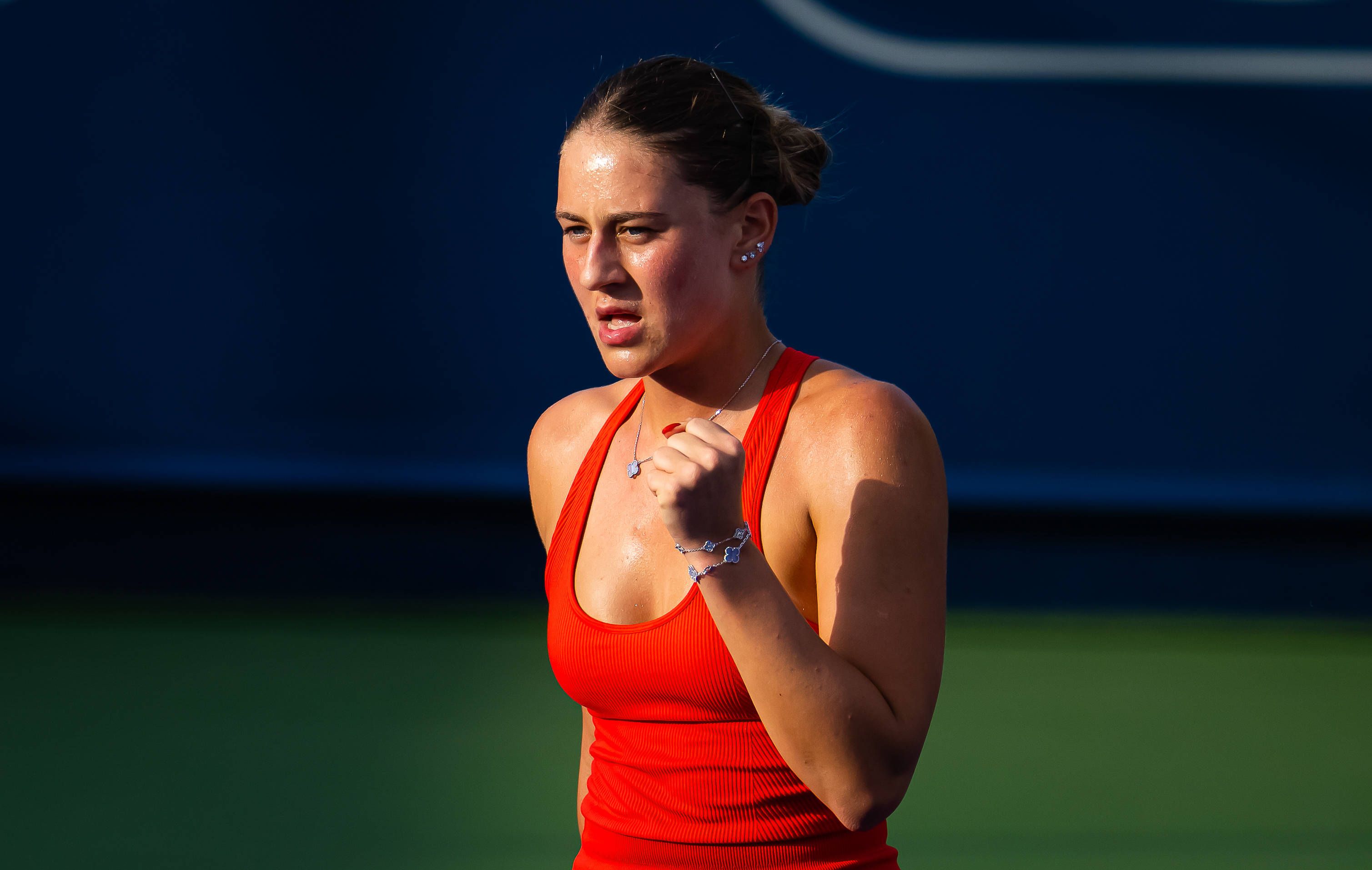 February 21, 2023, DUBAI, UNITED ARAB EMIRATES: Marta Kostyuk of Ukraine in action during the second round of the 2023 Dubai Duty Free Tennis Championships WTA, Tennis Damen 1000 tennis tournament against Belinda Bencic of Switzerland DUBAI UNITED ARAB EMIRATES - ZUMAa181 20230221_zaa_a181_055 Copyright: xRobxPrangex