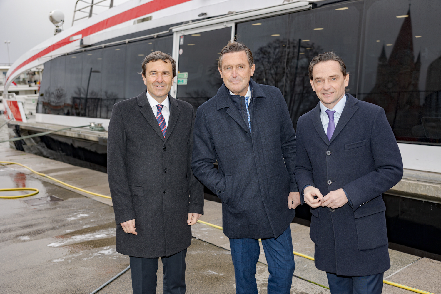 Reinhard Karl von der Raiffeisenlandesbank Niederösterreich-Wien, Wirtschaftsstadtrat Peter Hanke (SPÖ), Wien Holding-Geschäftsführer Kurt Gollowitzer (v. li.)