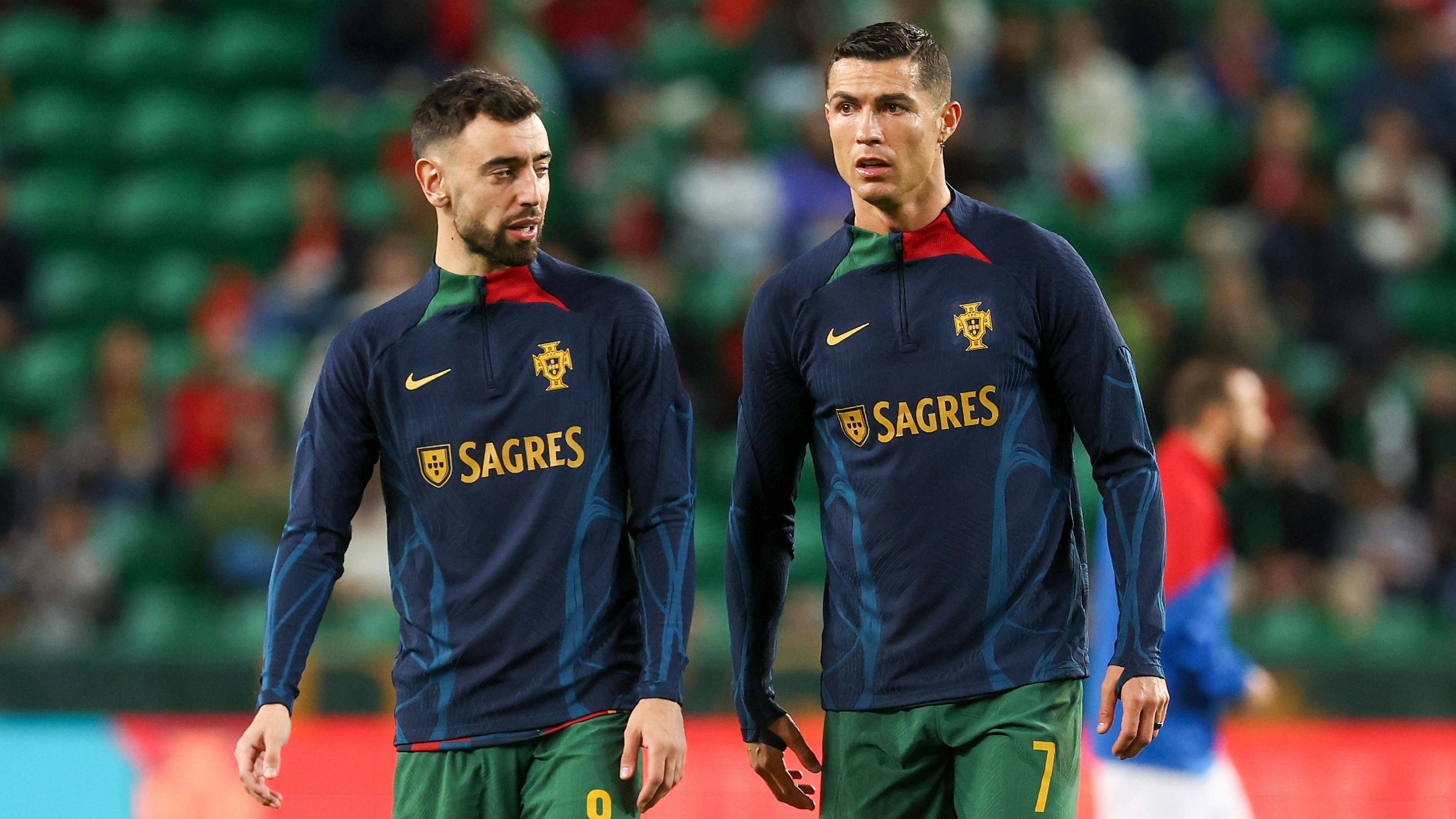Cristiano Ronaldo (r.) und Bruno Fernandes