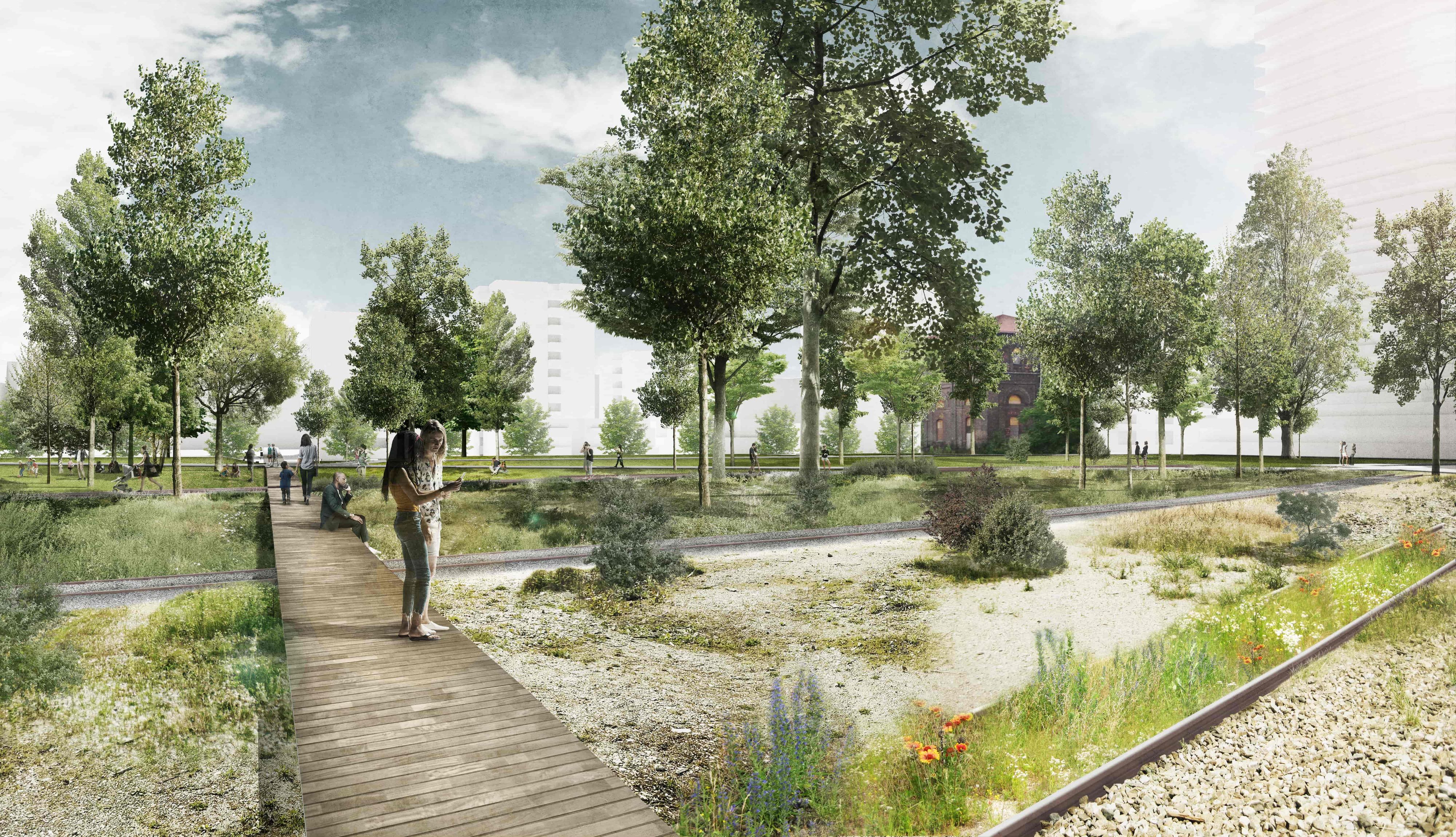 „Klima-Wald“, 166 neue Bäume und Wasserspiele.