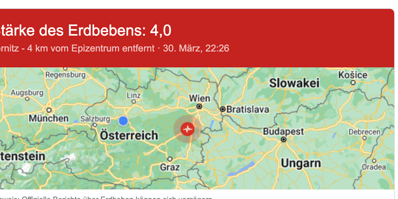 Heftiges Erdbeben der Stärke 4,2 erschütterte Gloggnitz ...