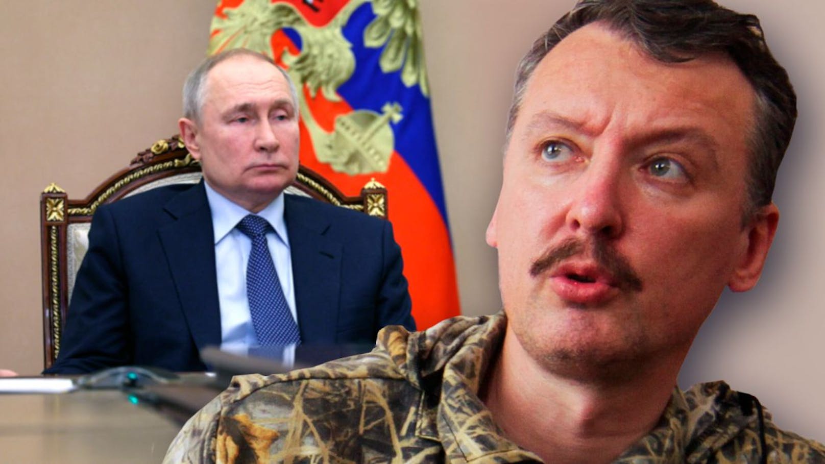 Der frühere militärische Führer der Separatisten im ukrainischen Donezk, Igor Girkin (r., Archivbild 2014), kritisiert Wladimir Putin in zunehmend schärferem Ton.