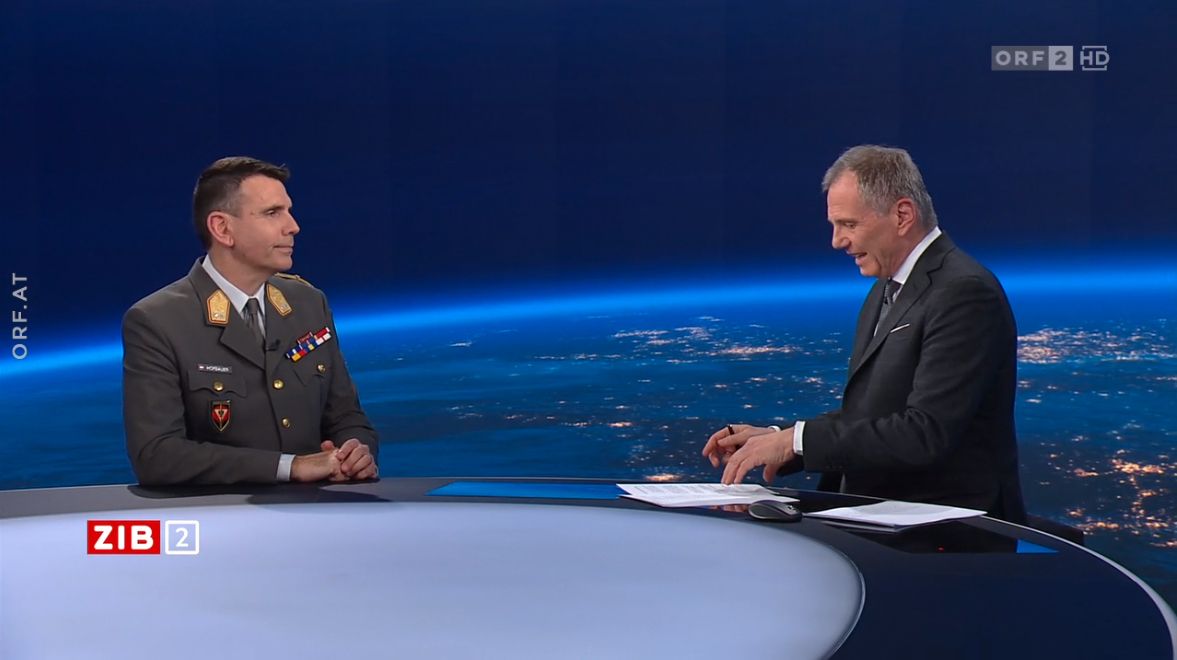 Generalmajor Bruno Günter Hofbauer ist Planungschef des Österreichischen Bundesheeres. Am 3. April analysierte er in der ZIB2 mit Armin Wolf die Lage in der Ukraine.