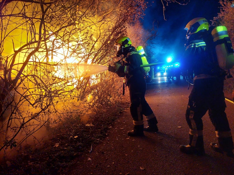In den Abendstunden des 6. April waren die Mitglieder der Freiwilligen Feuerwehr Maria Enzersdorf bei der EVN für eine Begehung zu Gast, als sie um 20:02 Uhr die Alarmierung zum Flurbrand erreichte. Somit konnten sich sofort drei Fahrzeuge zum nicht weit entfernten Areal in St. Gabriel begeben, wo sie bereits bei der Zufahrt vorbildlich eingewiesen wurden.