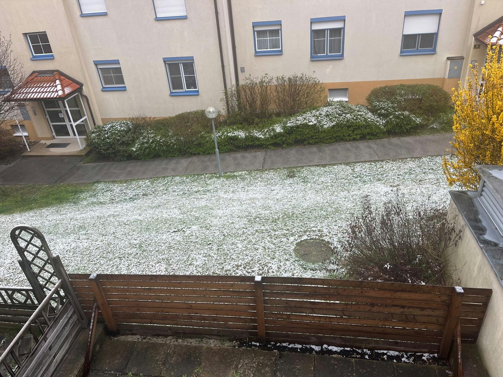 Schnee in Mistelbach am Samstagvormittag, 8. April