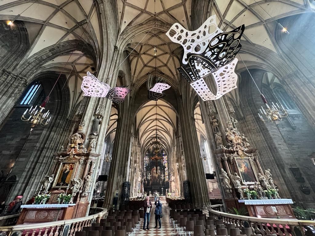 Bis 5. Juni flattern die Schmetterlinge der slowenischen Künstlerin Eva Petric im Wiener Stephansdom.
