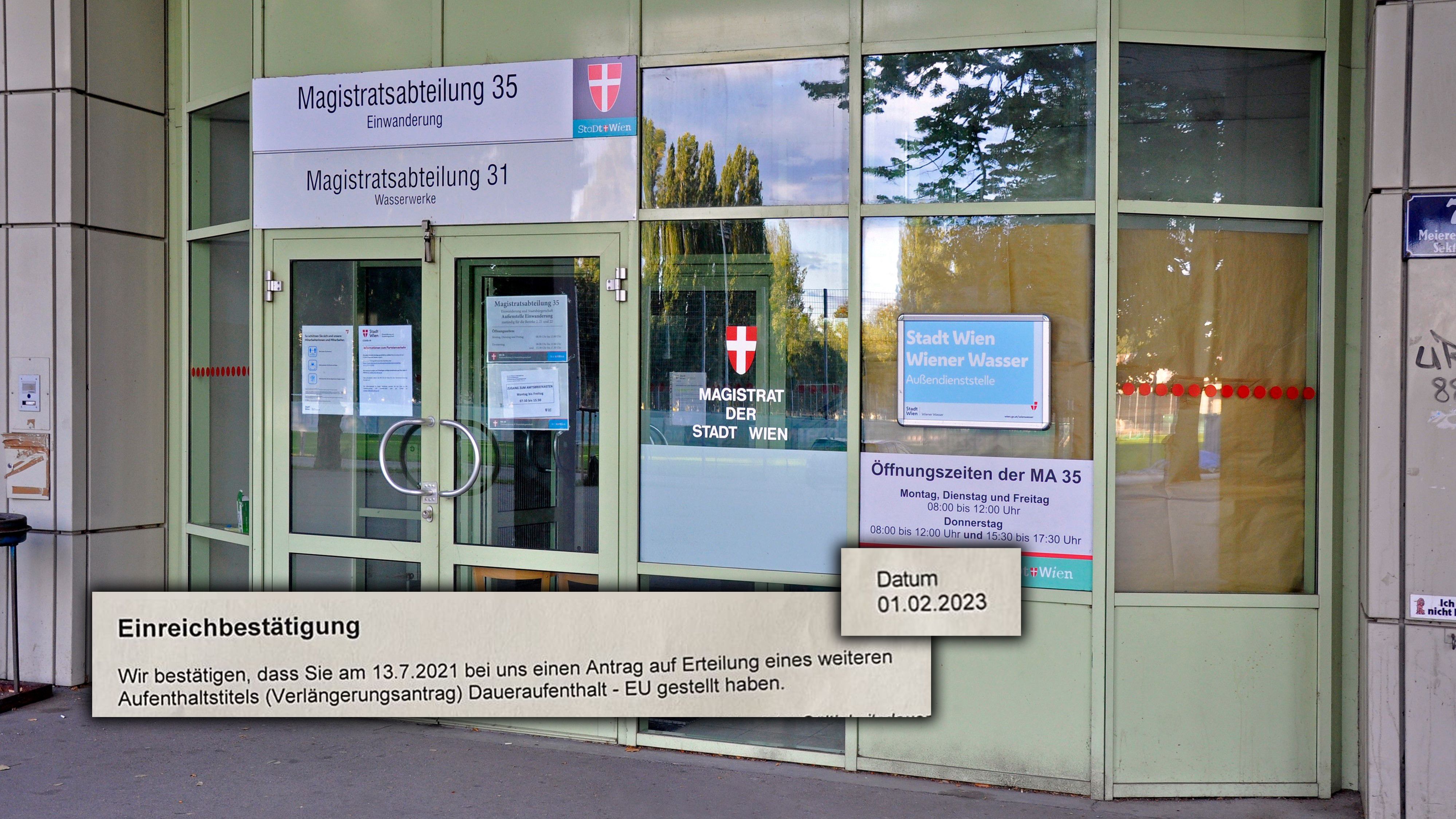 MA35 braucht zwei Jahre für Einreichbestätigung