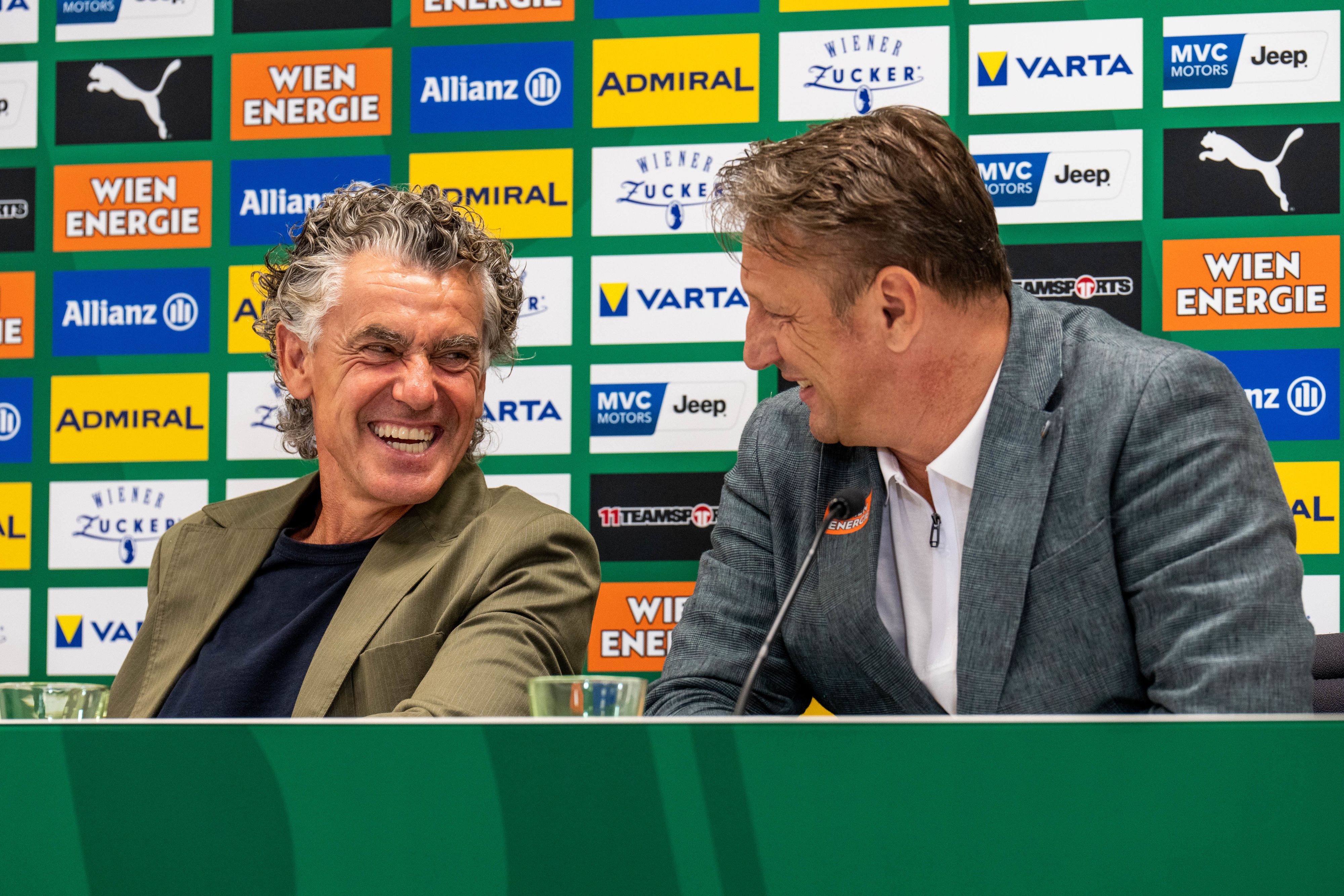 Michael Tojner (l.) mit Rapid-Coach Barisic