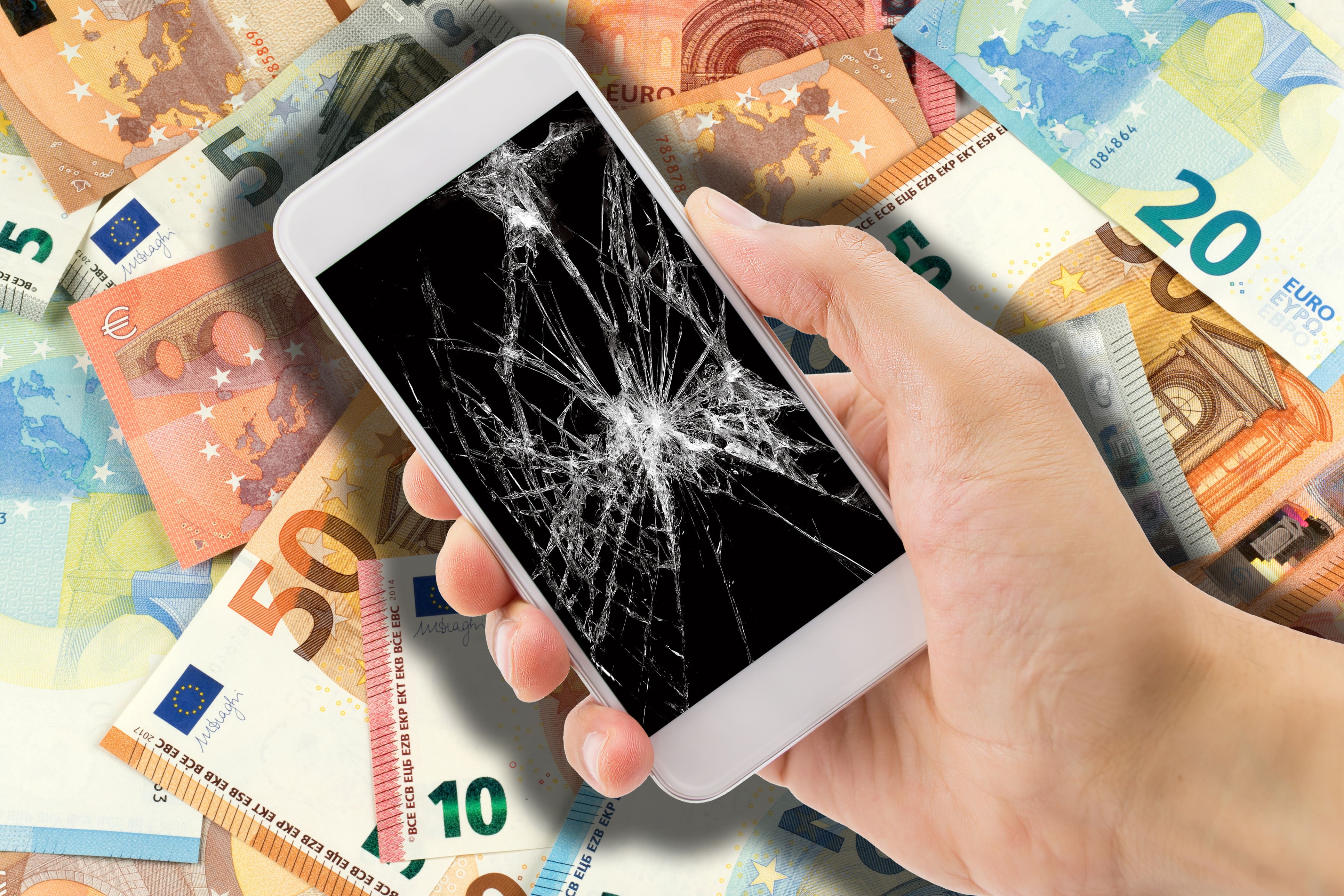 many euro bank note currency finance background