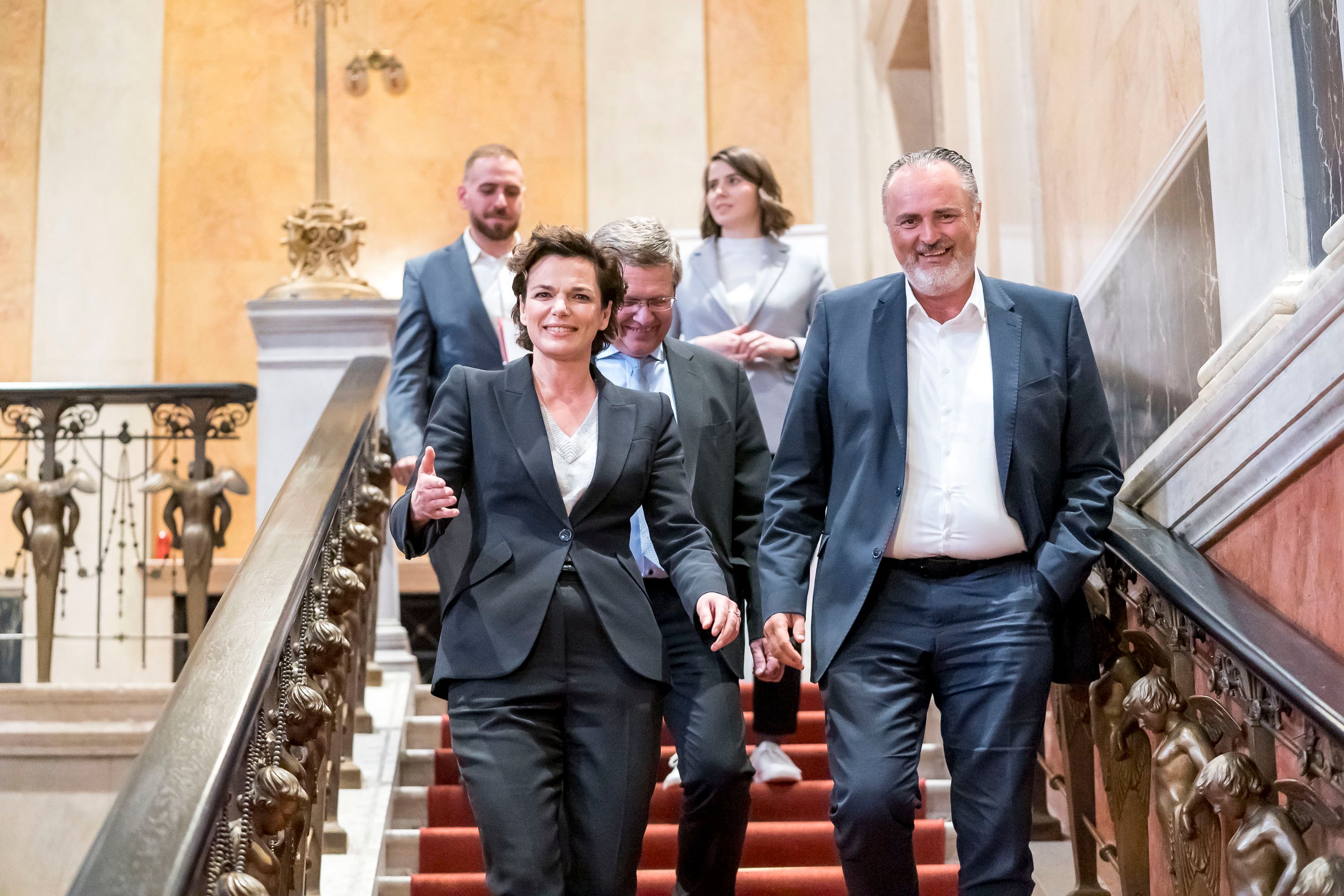 Gute Stimmung nach Präsidium: Rendi, Deutsch, Doskozil