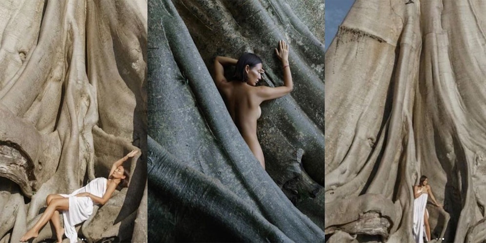 Diese Bilder waren der Stein des Anstoßes: Für balinesische Einheimische ist der Kayu Putih-Baum heilig. Die erotischen Bilder entweihten ihn.