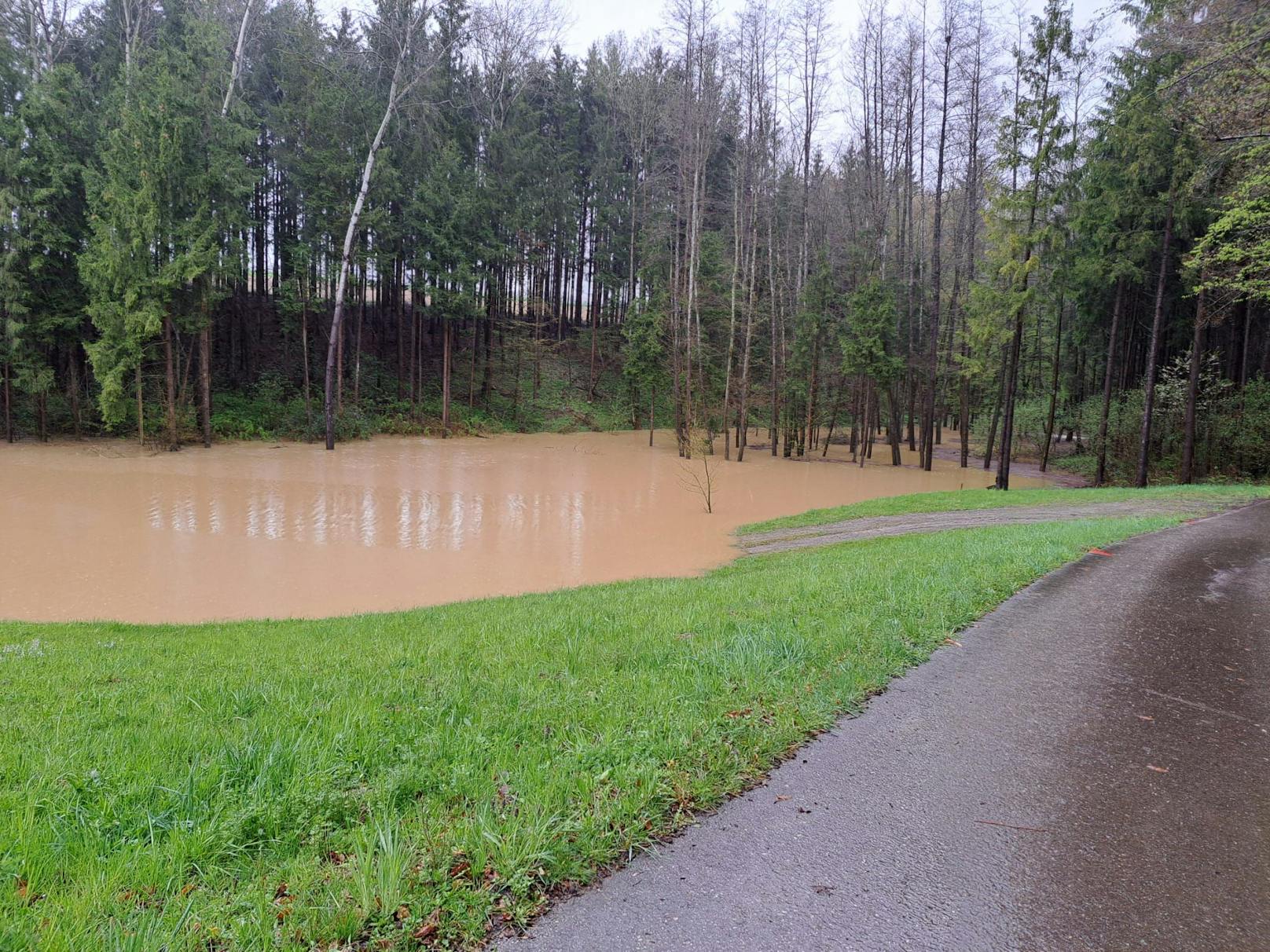 Kleine Bäche wie in Preinsbach traten über das Ufer.