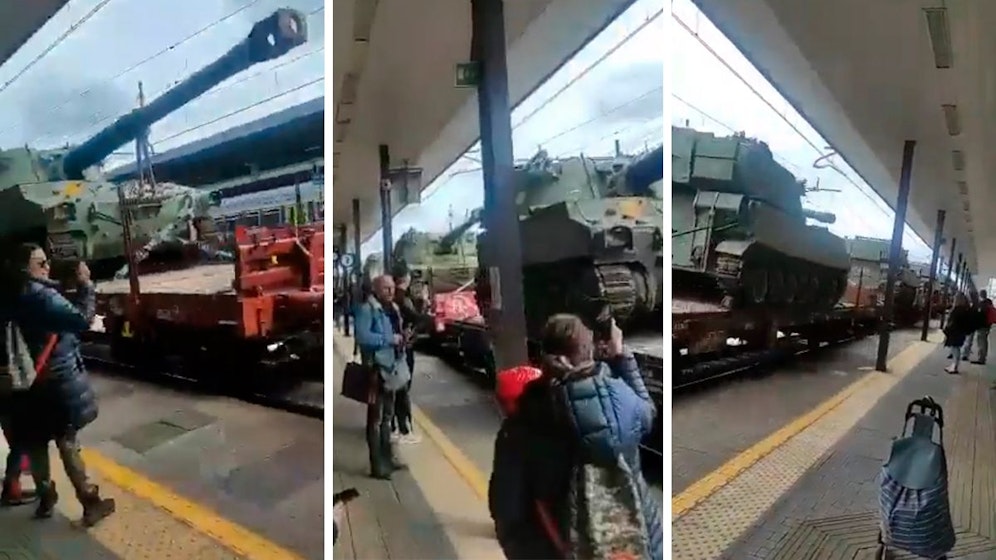 Videos von italienischen Panzerhaubitzen auf dem Weg in die Ukraine sorgen in Udine und Österreich für Aufregung.