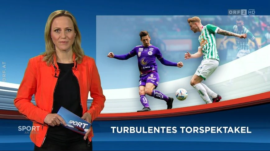 Der ORF bebilderte das Wiener Derby mit einem Spieler von Austria Klagenfurt. 