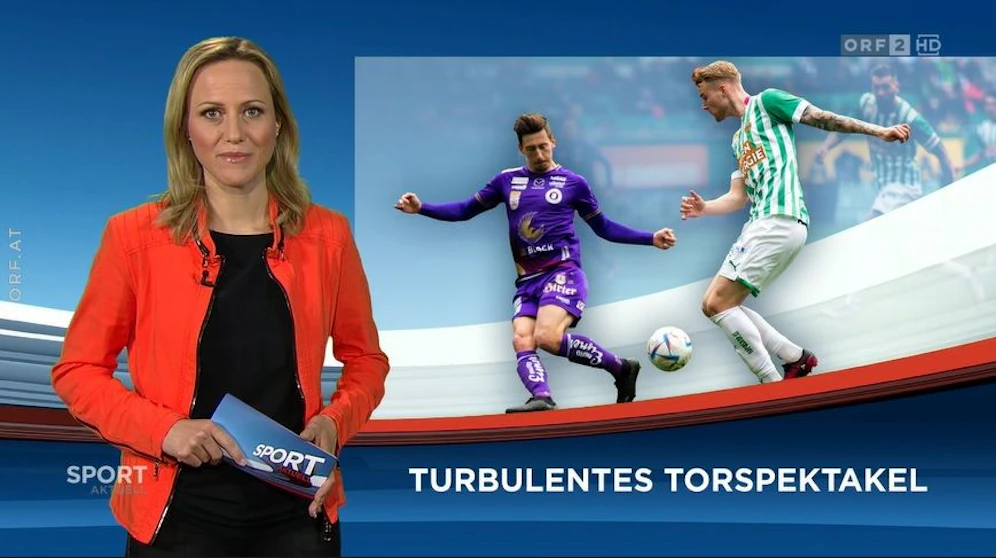 Der ORF bebilderte das Wiener Derby mit einem Spieler von Austria Klagenfurt. 