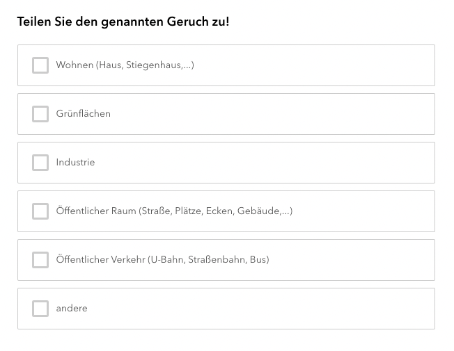 "Teilen Sie den genannten Geruch zu"