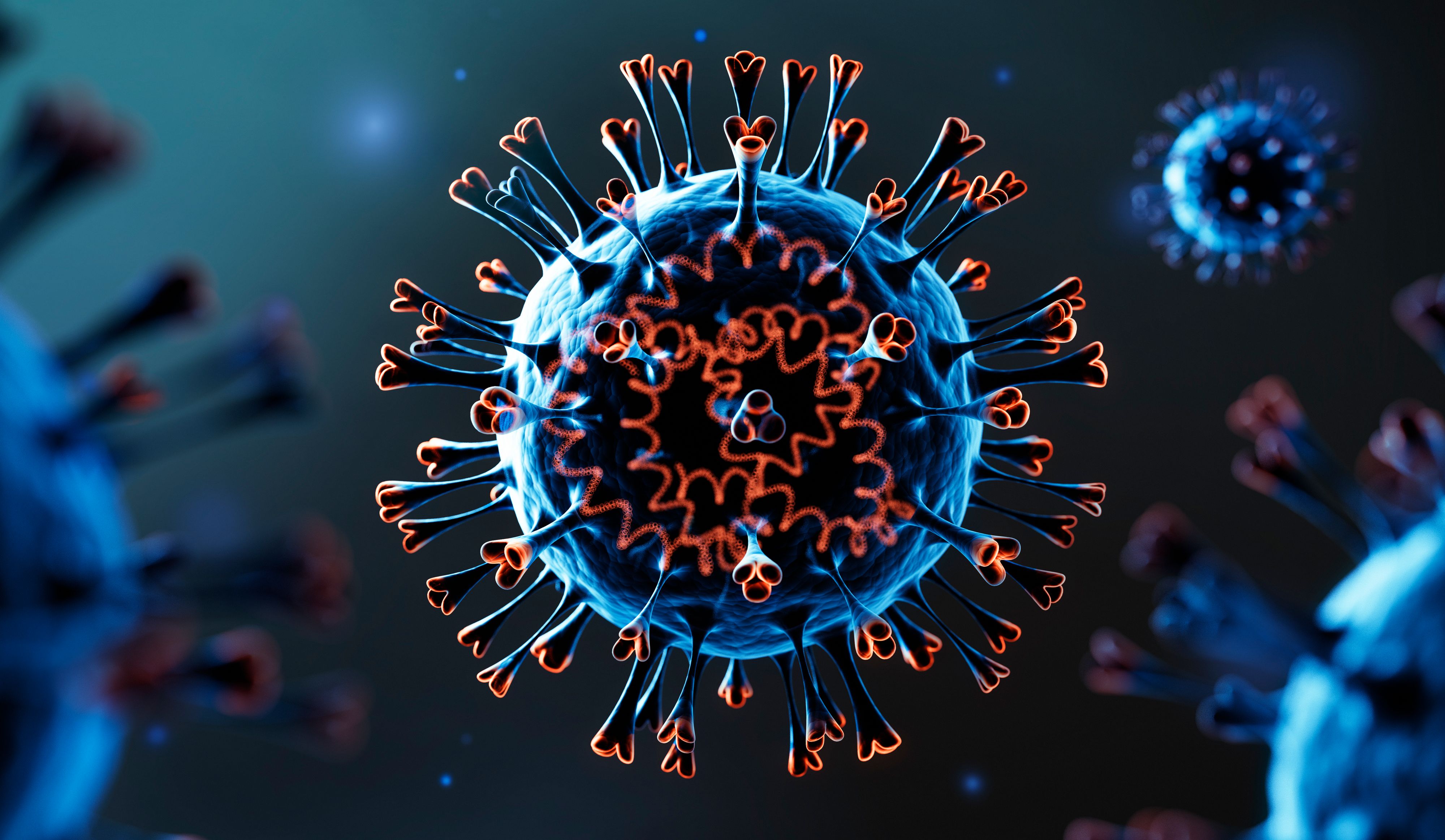 Corona Virus Mutant Illustration with  blue background