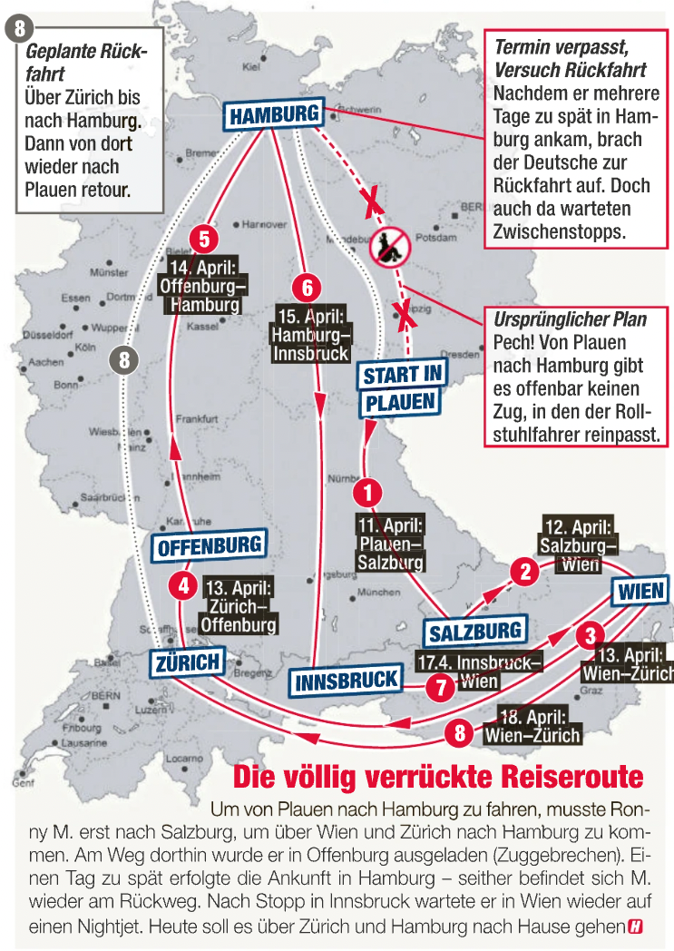 Die verrückte Reiseroute von Ronny M.
