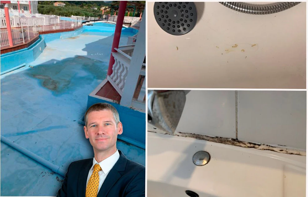Ekel-Urlaub in Griechenland: Eine steirische Familie fand Schmutz und eklige Tiere im griechischen 4-Stern-Hotel. Sie klagen nun mithilfe von Anwalt Mag. Thomas Fraiß.