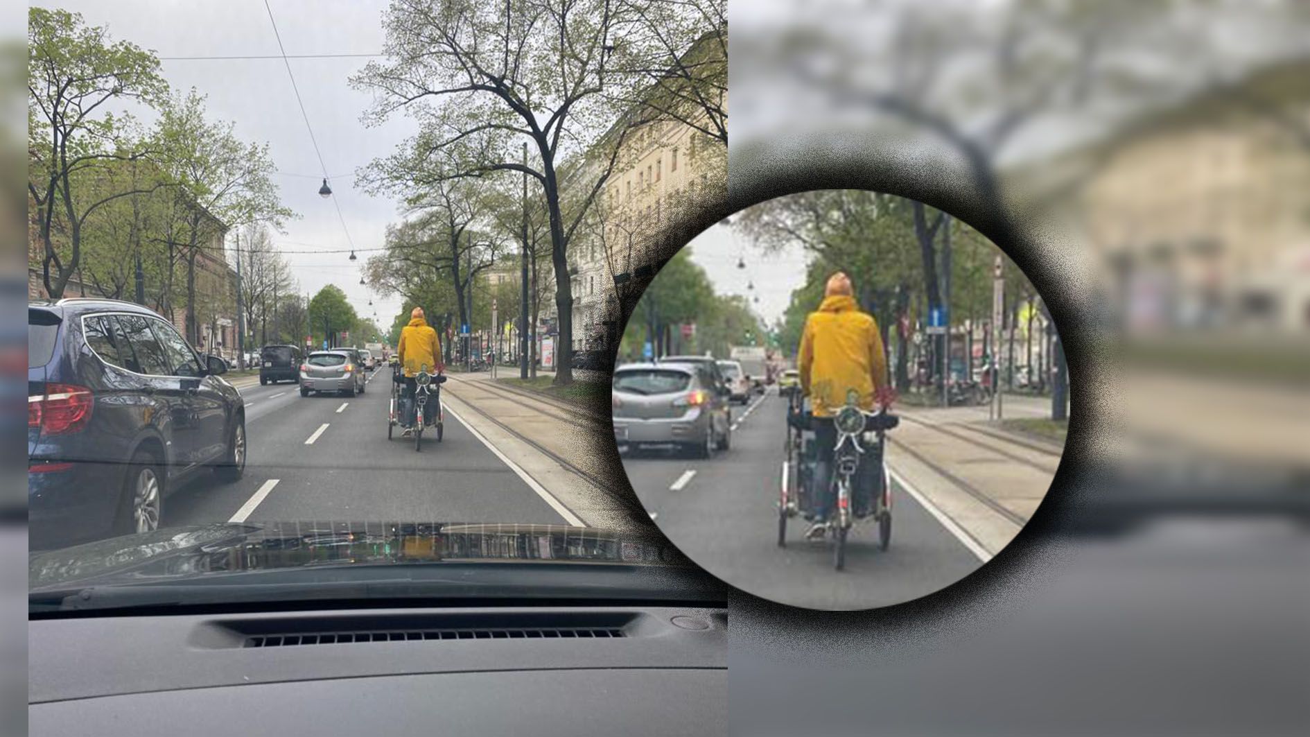 Weil er mit seinem Lastenrad auf dem Schubertring fuhr, zuckten einige Autofahrer aus. 