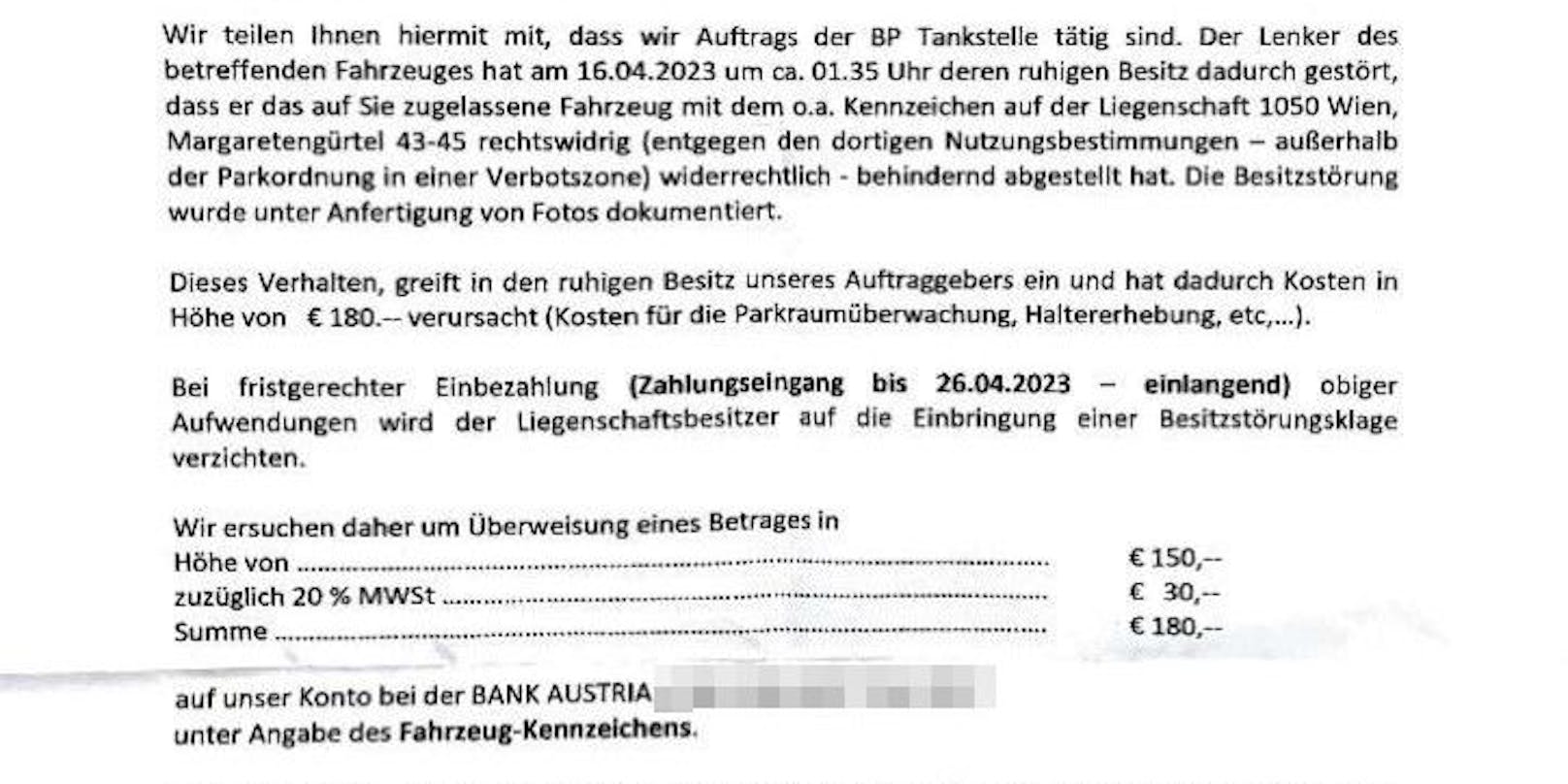 Dafür muss er nun 180 Euro zahlen.