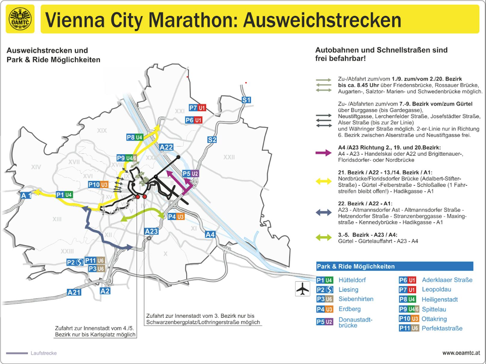 Die Ausweichstrecken und Park&amp;Ride Möglichkeiten während des VCM.