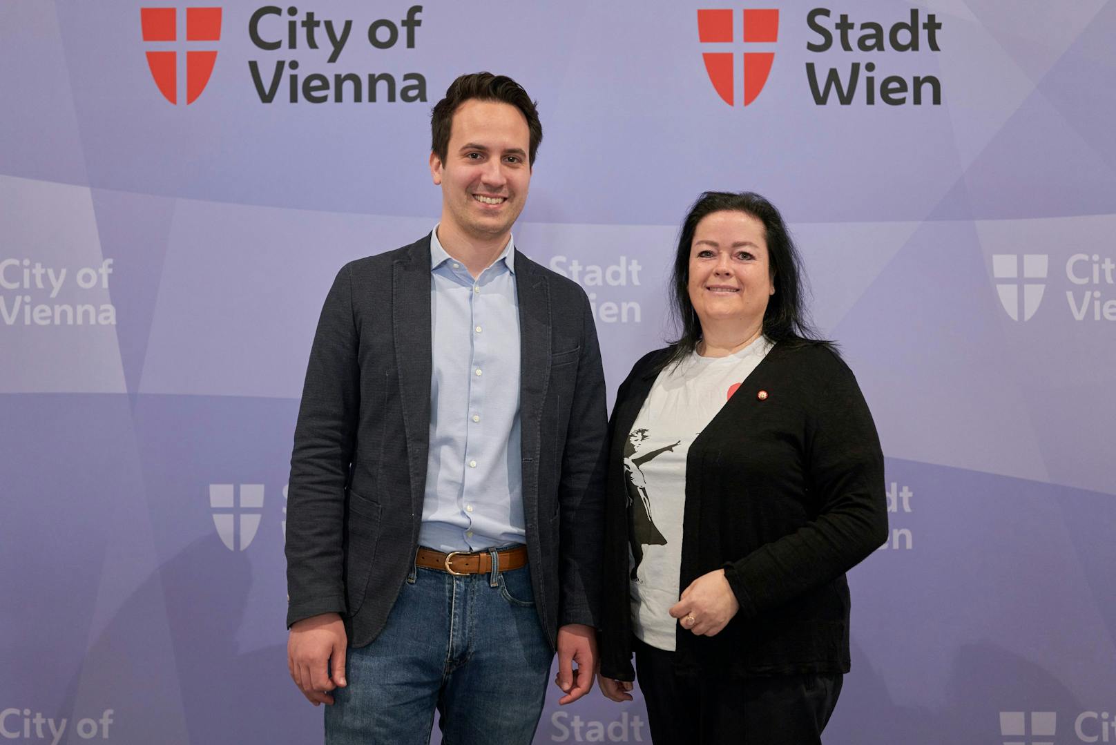Vizebürgermeister Christoph Wiederkehr und Nicole Berger-Krotsch, Rathaus Volkshalle