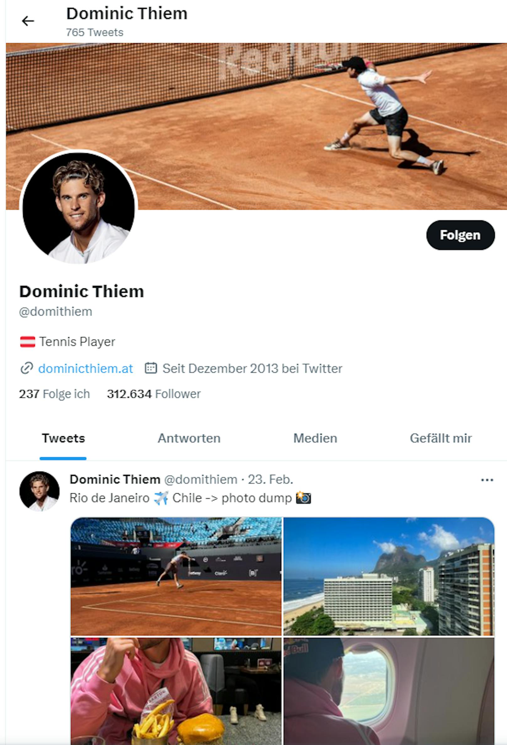 Auch Tennis-Ass Dominic Thiem hat sein blaues Häkchen verloren.