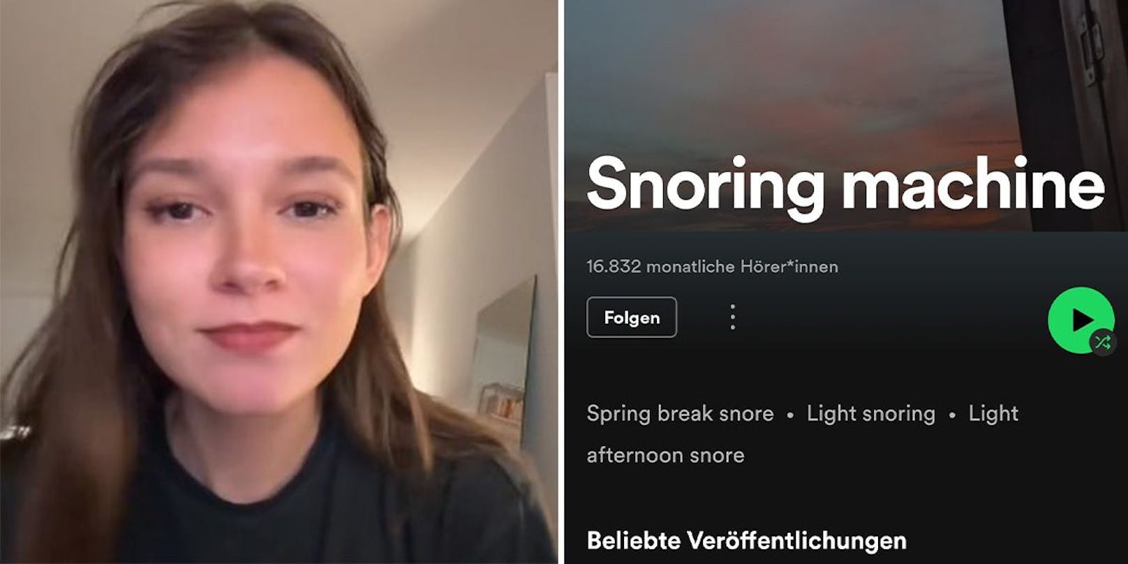 Ana Malfairs Spotify-Account&nbsp;<a href="https://open.spotify.com/artist/7e9BNUSRZ9hEJcOKCvSECV">"Snoring Machine"</a> hat über 16.000 monatliche Hörer. (Bild).