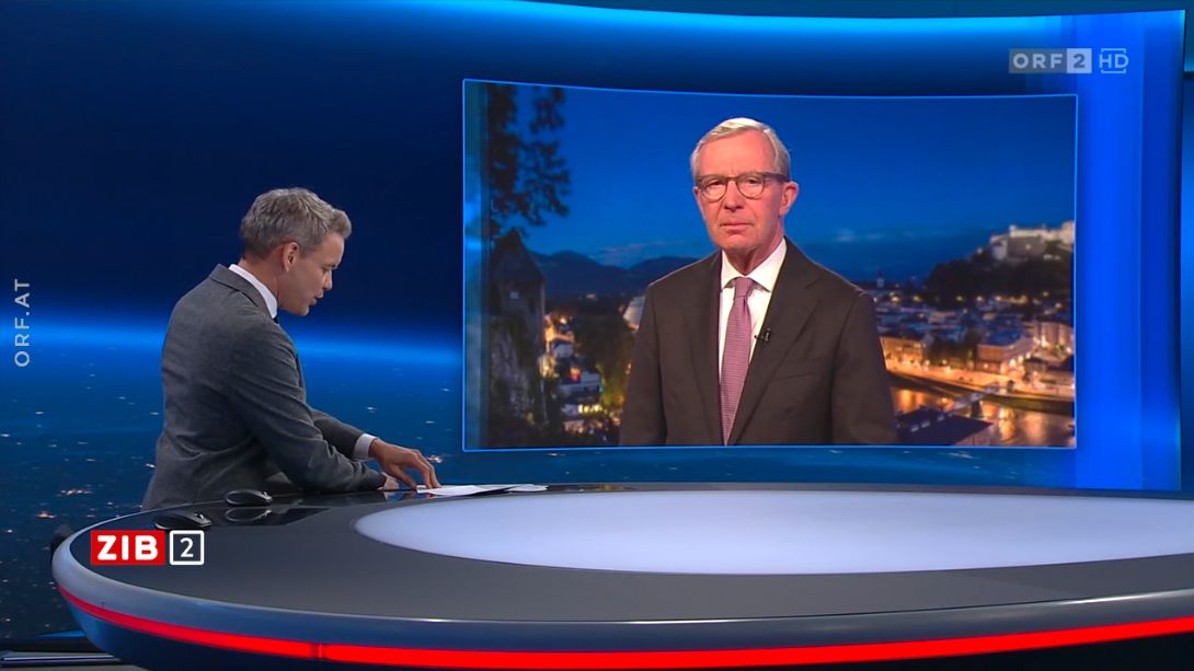 Wilfried Haslauer (ÖVP) in der ZIB2 mit Martin Thür am Sonntag der Salzburg der Landtagswahl (23. April 2023).