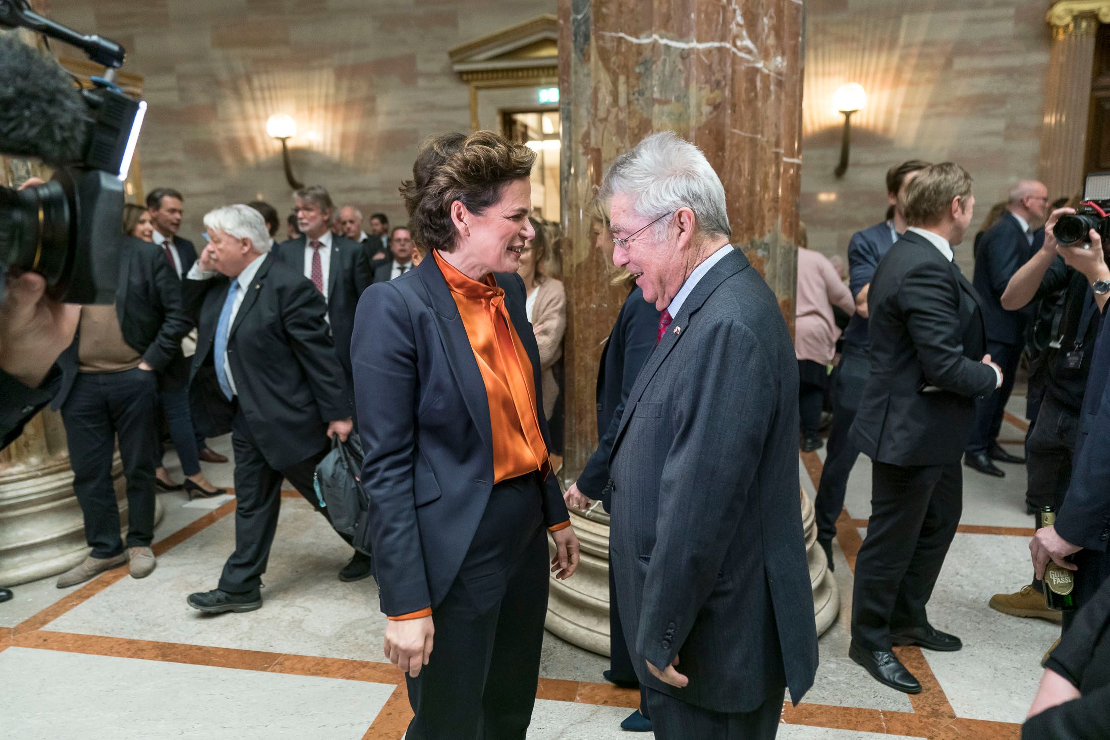 Pamela Rendi-Wagner und Heinz Fischer bei der Wiedereröffnung des Parlaments im Jänner. 