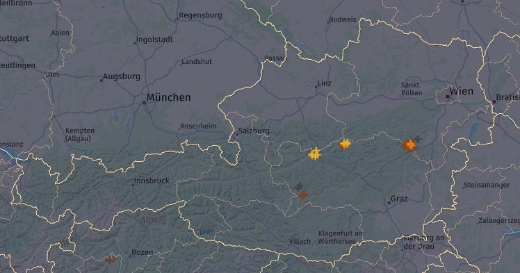 Die Gewitter-Karte für Österreich 