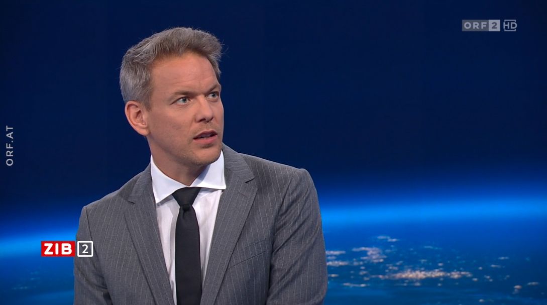 Kay-Michael Dankl nach dem KPÖ-Wahlbeben in Salzburg zu Gast in der ZIB2 mit <strong>Martin Thür</strong> am 24. April 2023.