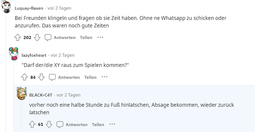 Reddit: "Was war in eurer Kindheit normal, was heute nicht mehr üblich ist?"