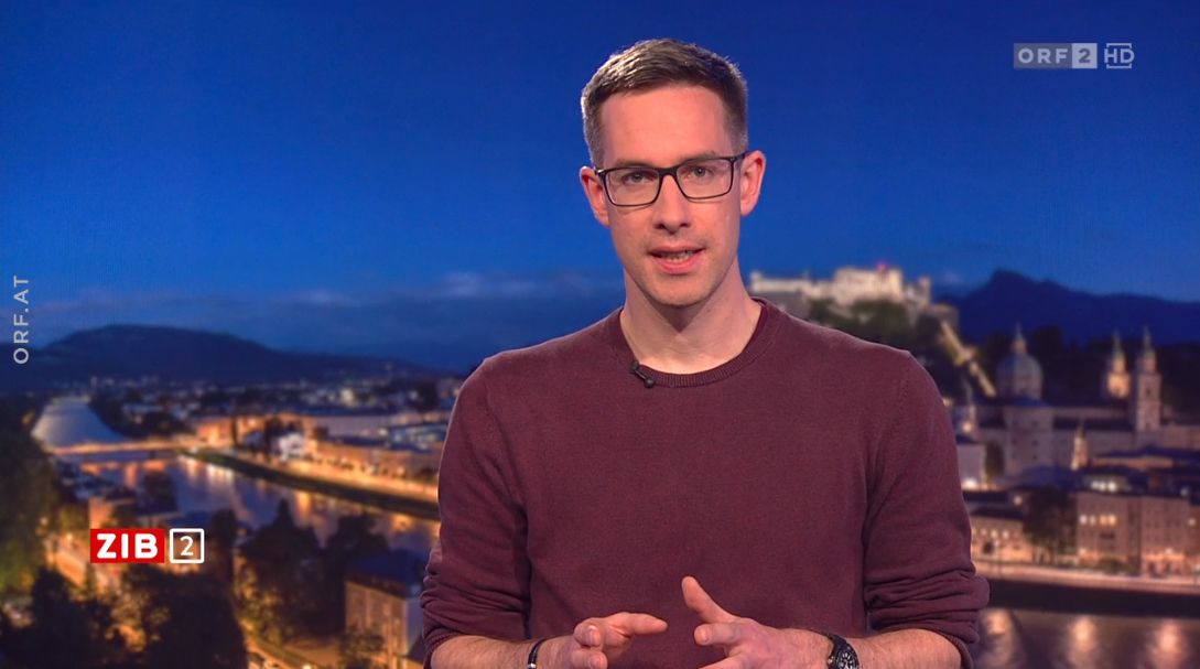 Kay-Michael Dankl nach dem KPÖ-Wahlbeben in Salzburg zu Gast in der ZIB2 mit Martin Thür am 24. April 2023.