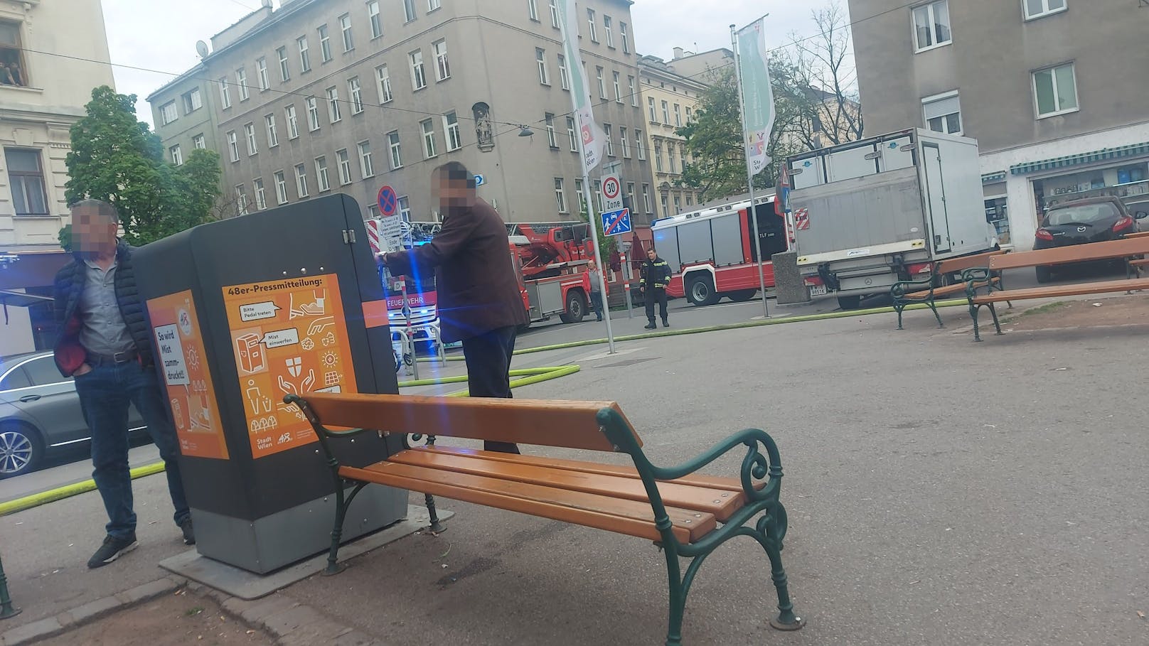 Feuerwehr-Einsatz am Hannovermarkt (Wien-Brigittenau)