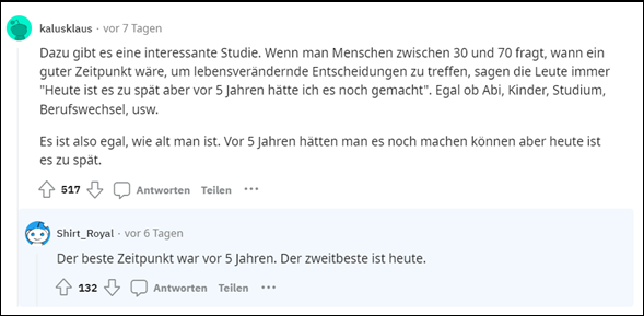 Reddit: Habt ihr mal "spät" mit etwas angefangen?