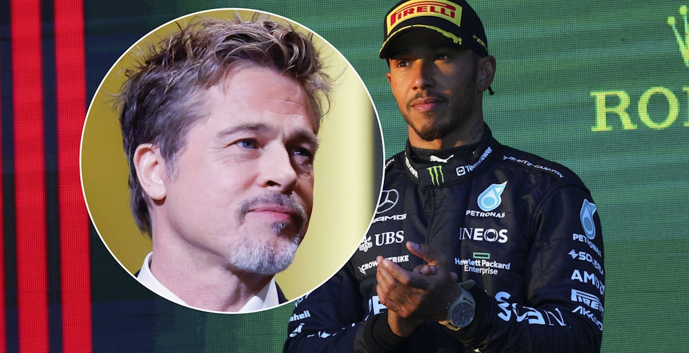 Brad Pitt (l.), Lewis Hamilton