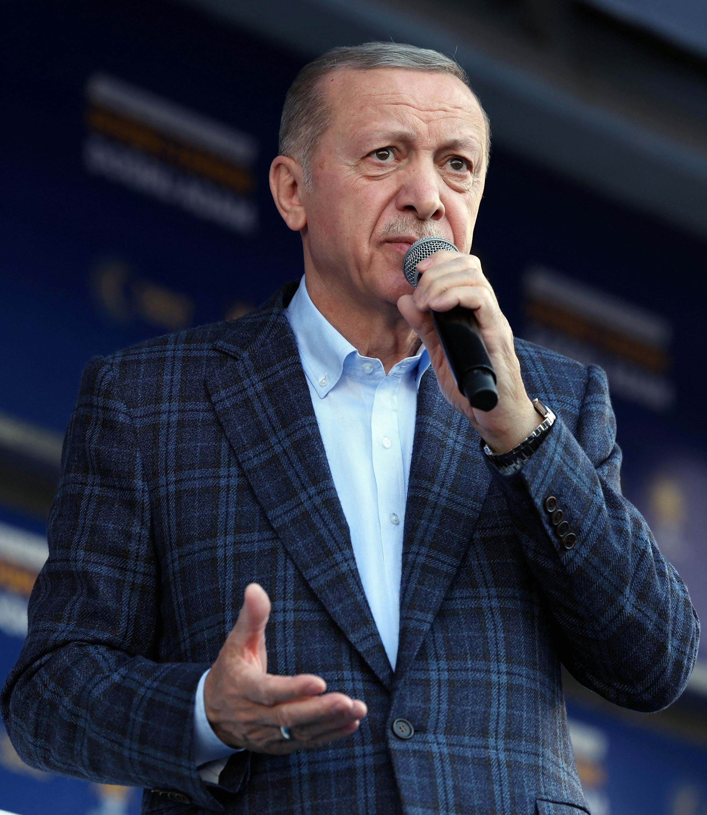 Der türkische Präsident Recep Tayyip Erdogan während einer Wahlkampfveranstaltung am 24. April 2023.
