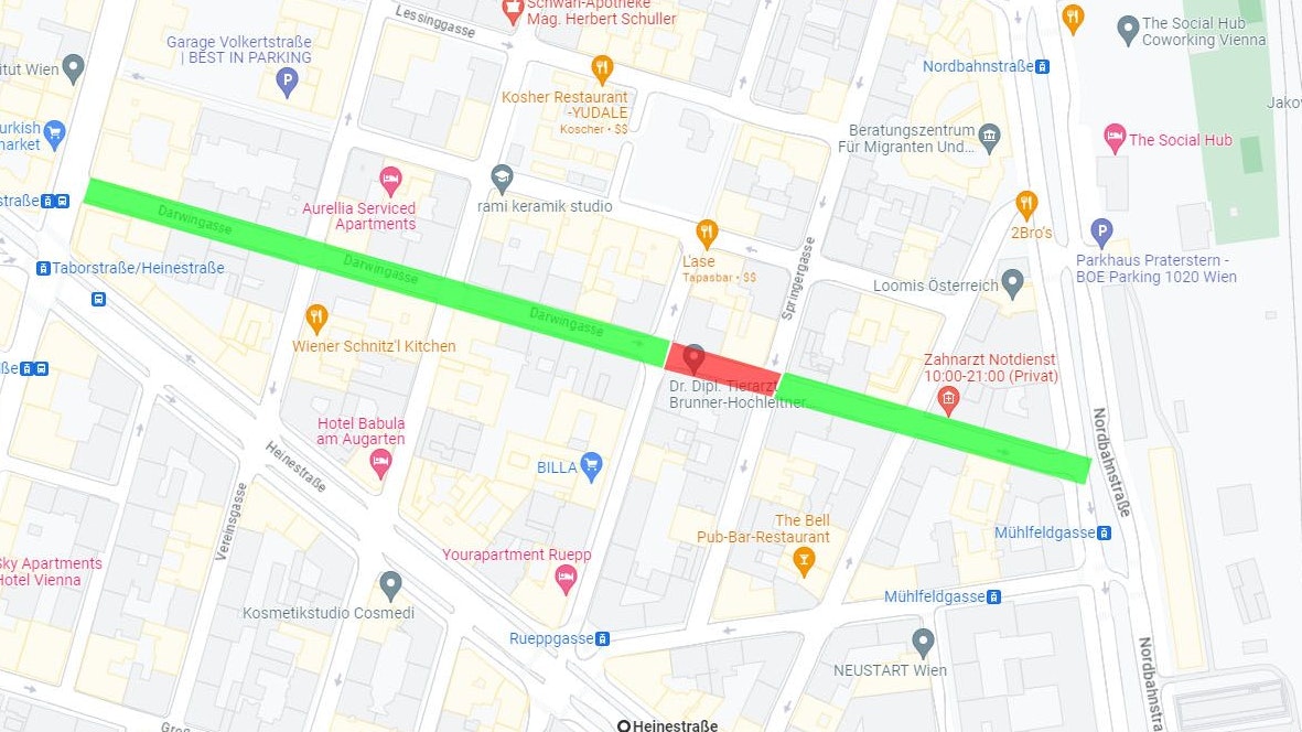 Auf dem roten Abschnitt gibt es nun den Richtungswechsel.